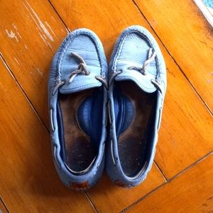 Blue frye quincy tie boat shoes loafer